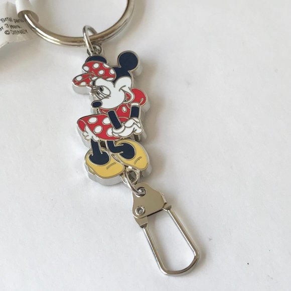 Vintage Disney Minnie Mouse Zipper Pull Keychain Purse Charm Keyring Disneyana - Picture 2 of 6